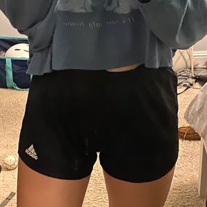 Black adidas running shorts